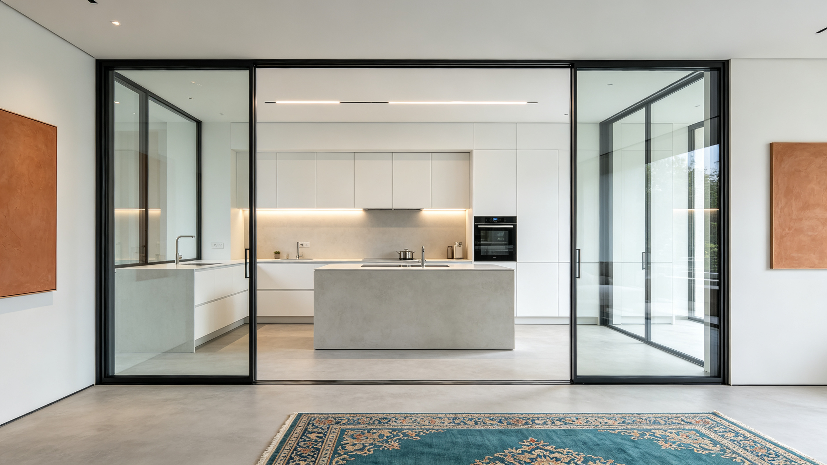 Slim-frame glass sliding door